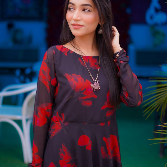 Midnight Rose Flow Maxi Dress