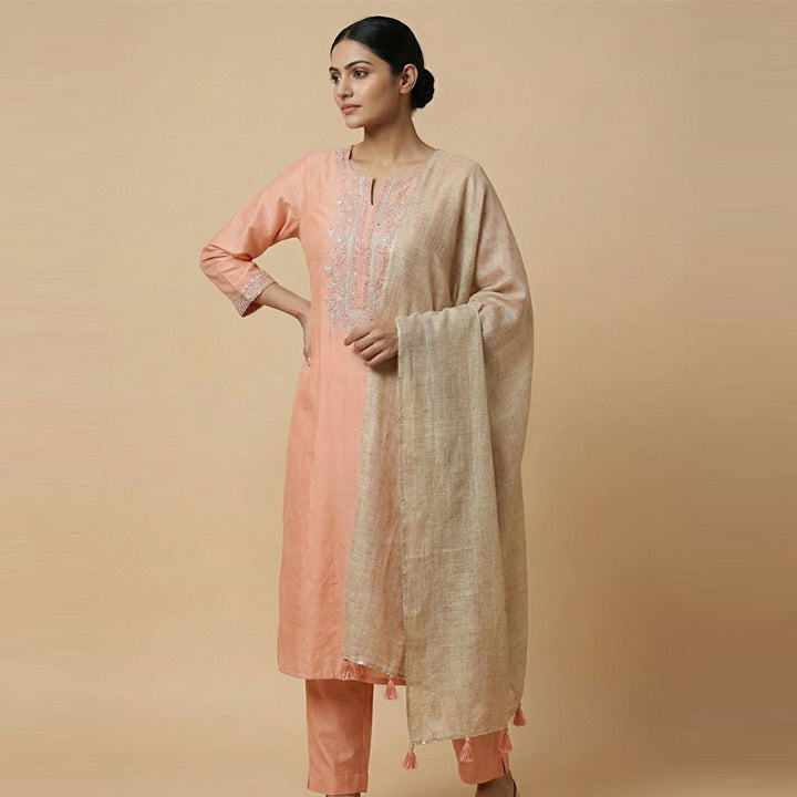 Peach Embroidered 3Pc Suit (ED-03)