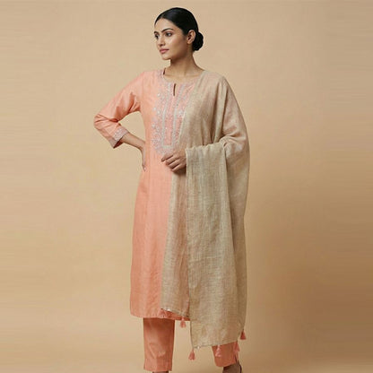 Peach Embroidered 3Pc Suit (ED-03)