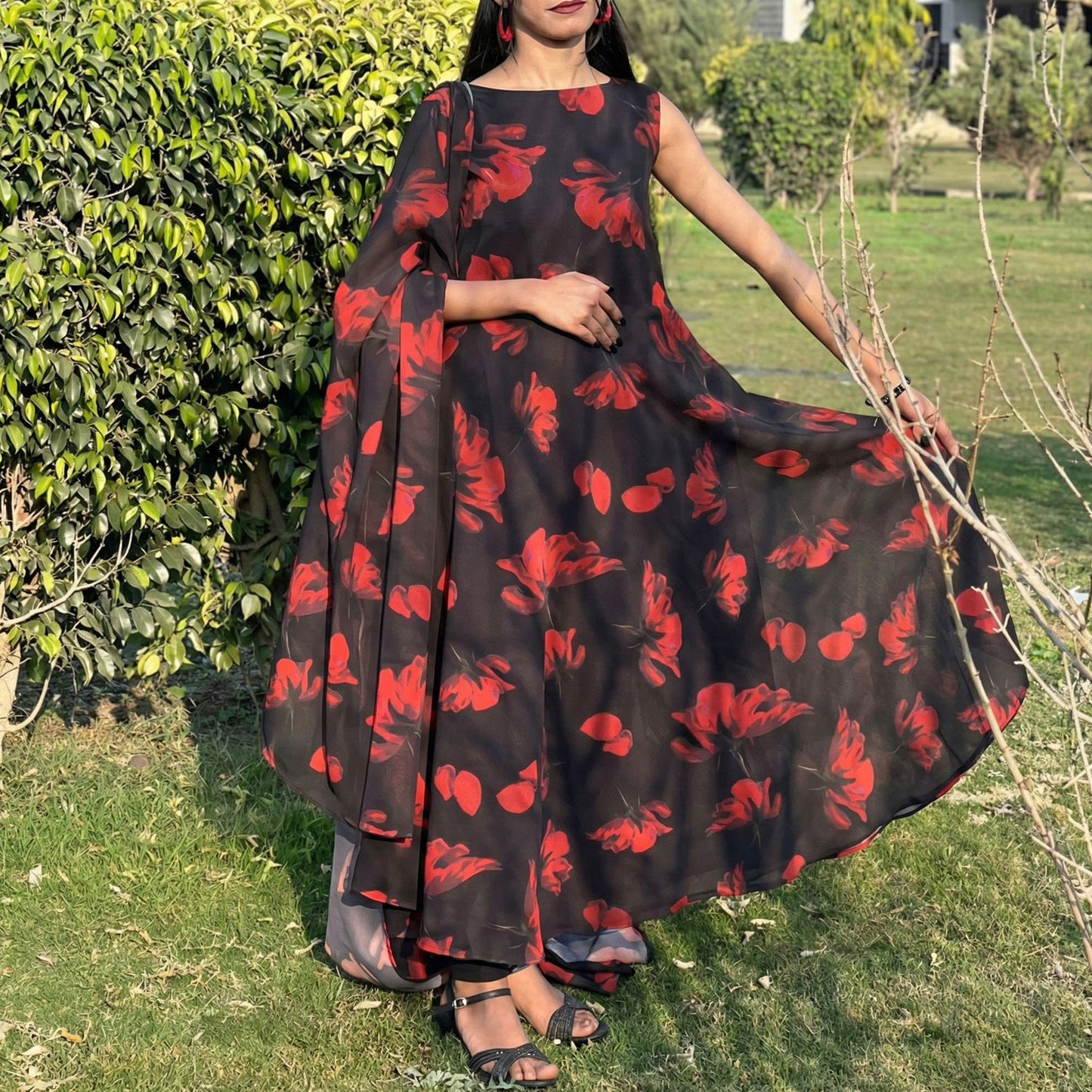 Midnight Rose Flow Maxi Dress