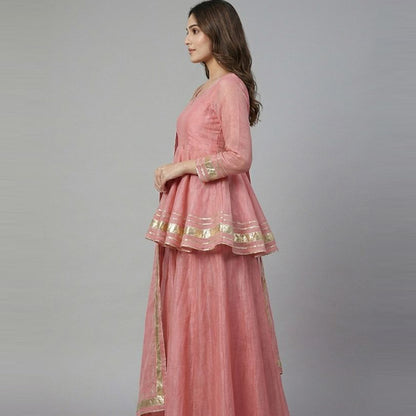 Pink Organza Peplum 3Pc Set (ED-02)