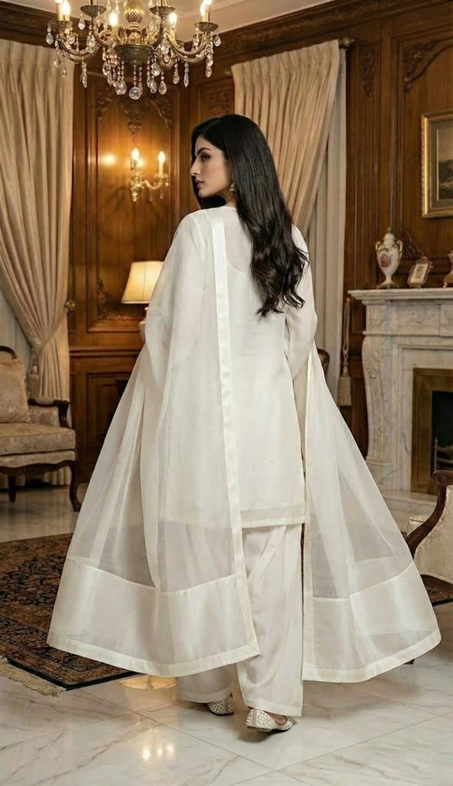 Ivory Luxe Chiffon 3Pc Set (ED-06)