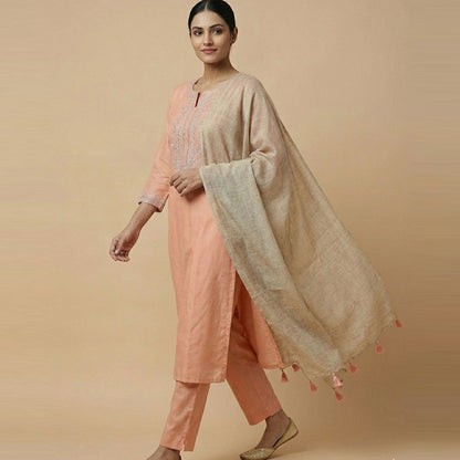 Peach Embroidered 3Pc Suit (ED-03)
