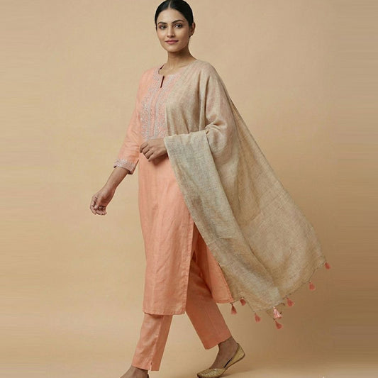Peach Embroidered 3Pc Suit (ED-03)