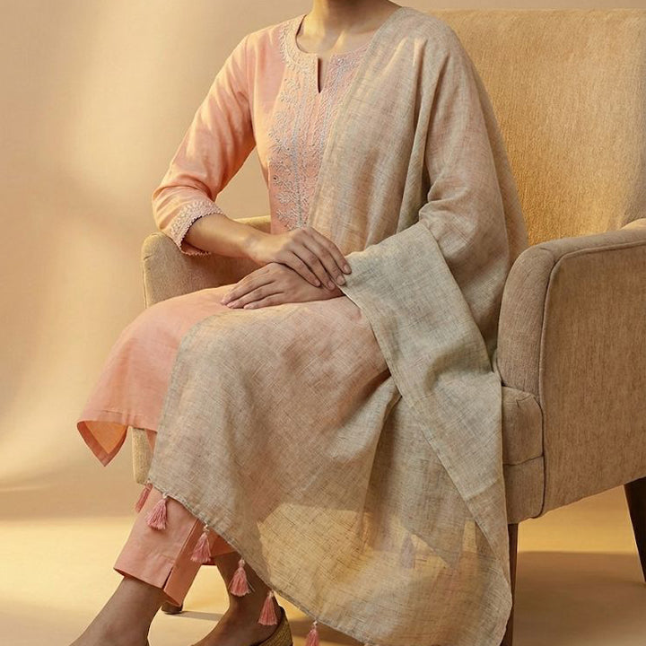 Peach Embroidered 3Pc Suit (ED-03)