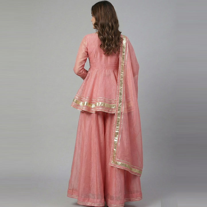 Pink Organza Peplum 3Pc Set (ED-02)