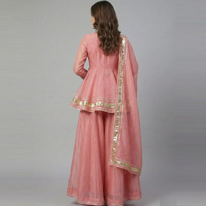 Pink Organza Peplum 3Pc Set (ED-02)