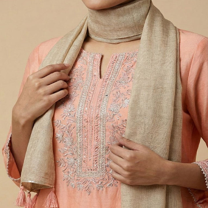 Peach Embroidered 3Pc Suit (ED-03)
