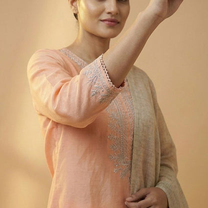 Peach Embroidered 3Pc Suit (ED-03)