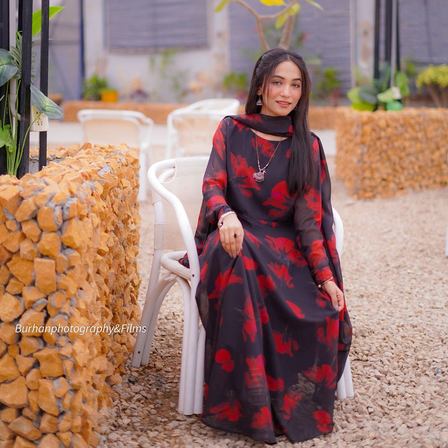 Midnight Rose Flow Maxi Dress