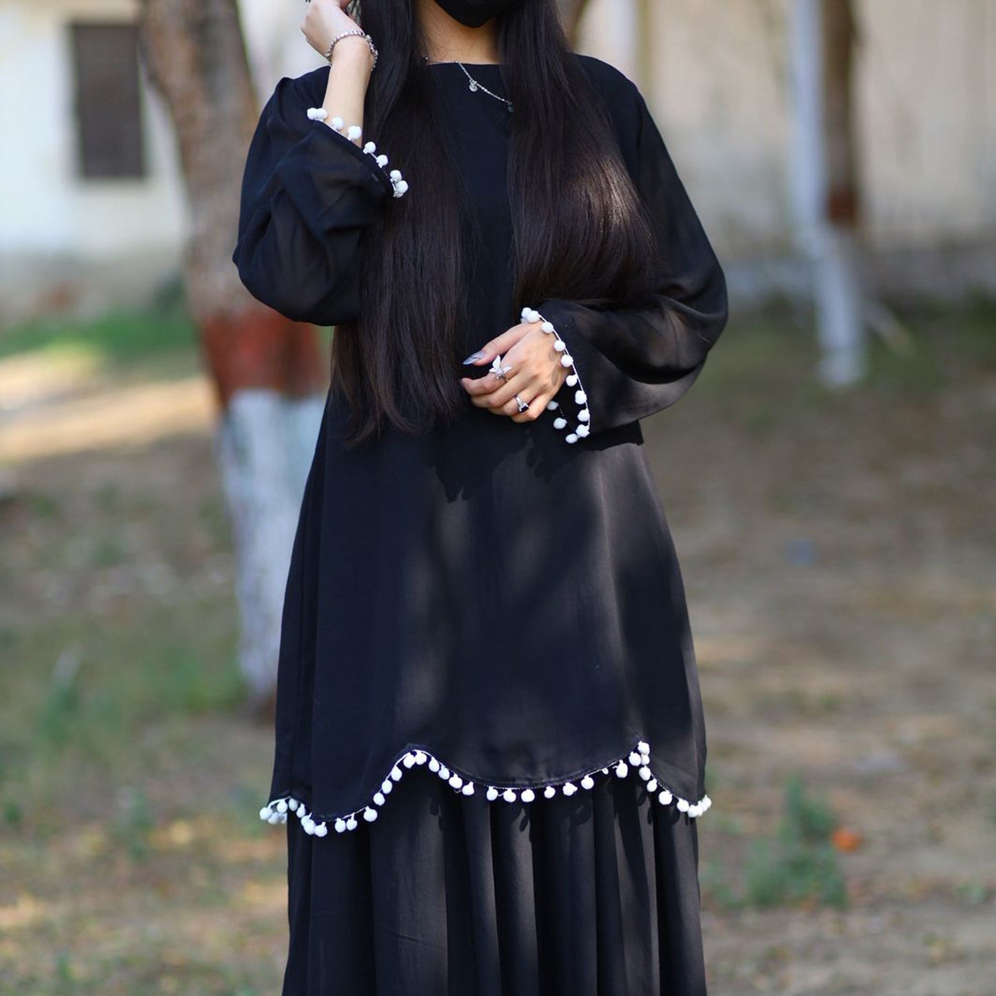 Noir Pearl Sharara Set
