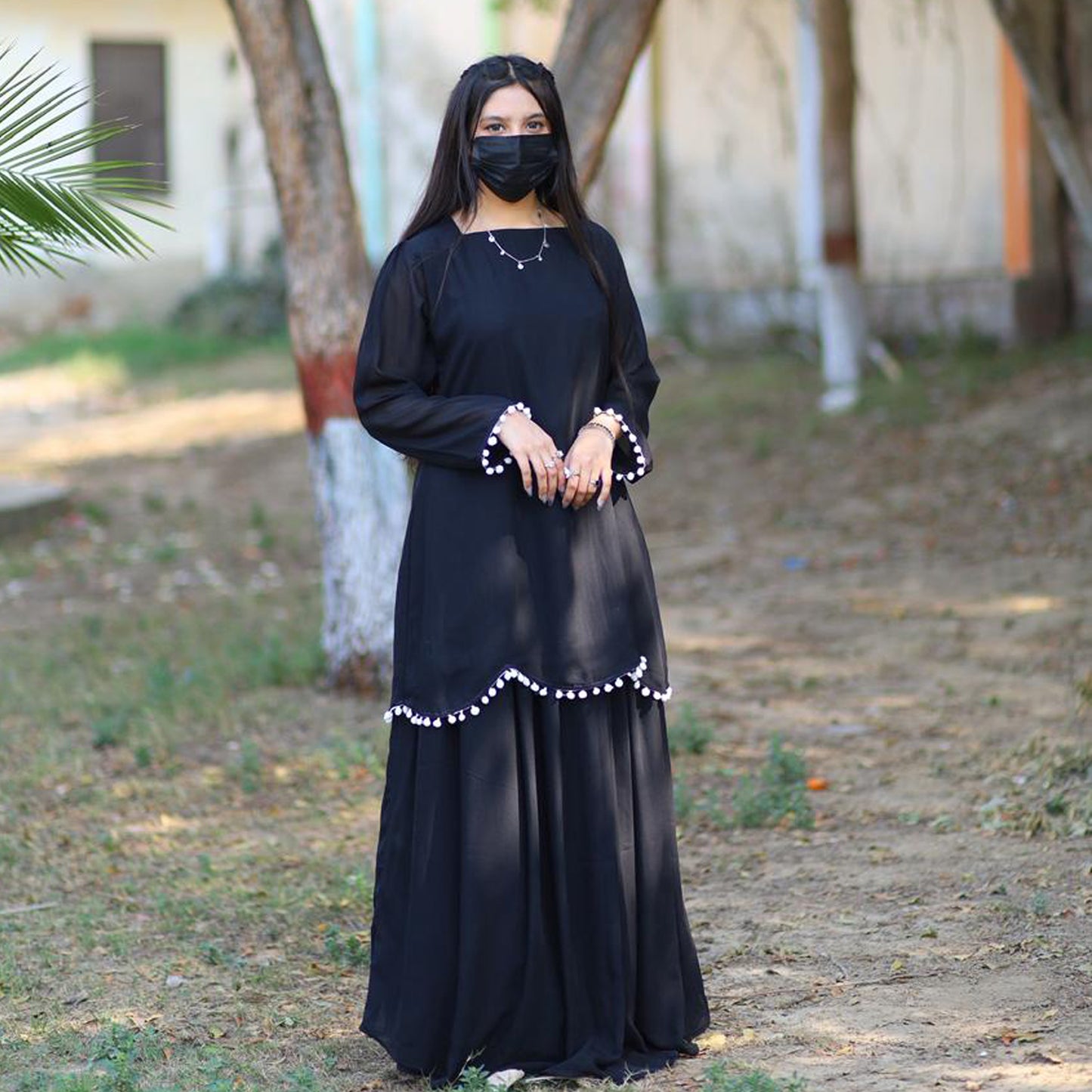 Noir Pearl Sharara Set