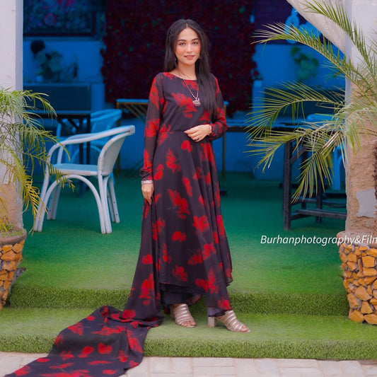 Midnight Rose Flow Maxi Dress