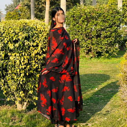 Midnight Rose Flow Maxi Dress