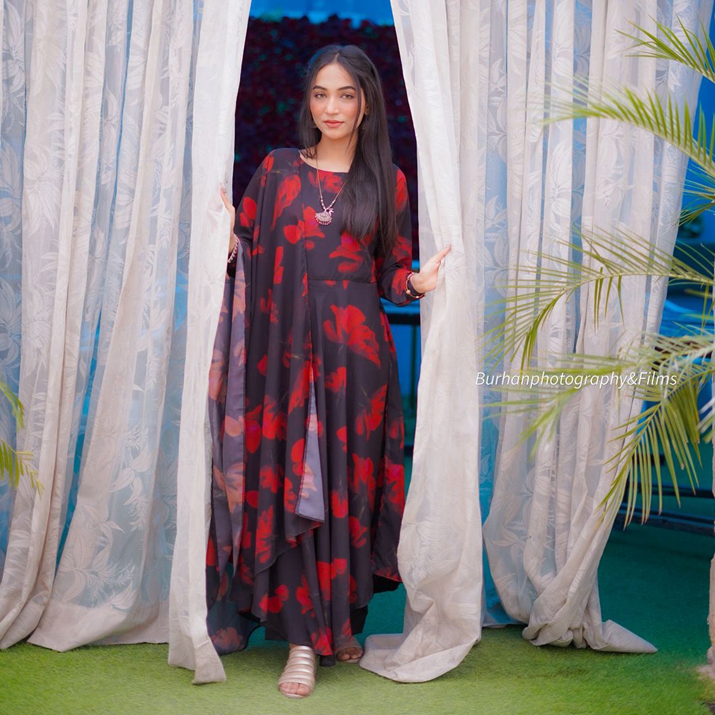 Midnight Rose Flow Maxi Dress