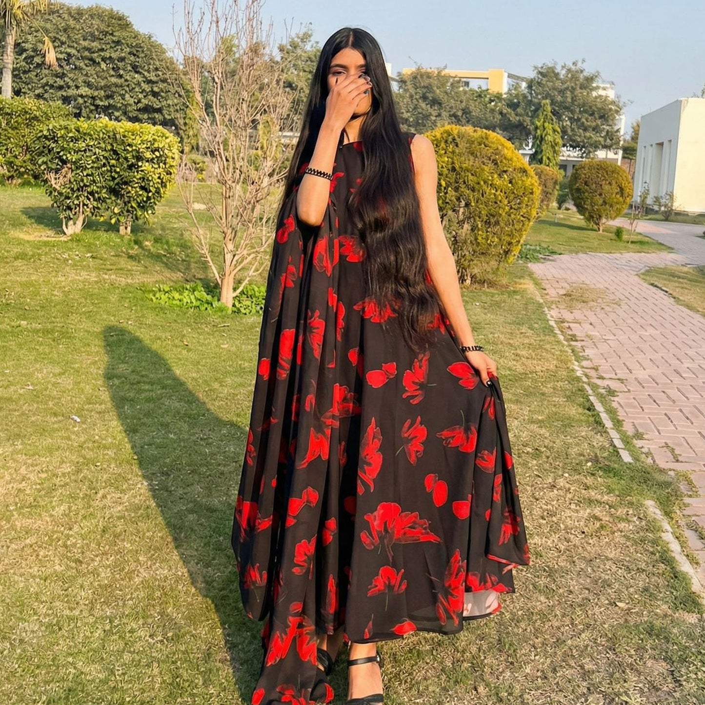 Midnight Rose Flow Maxi Dress