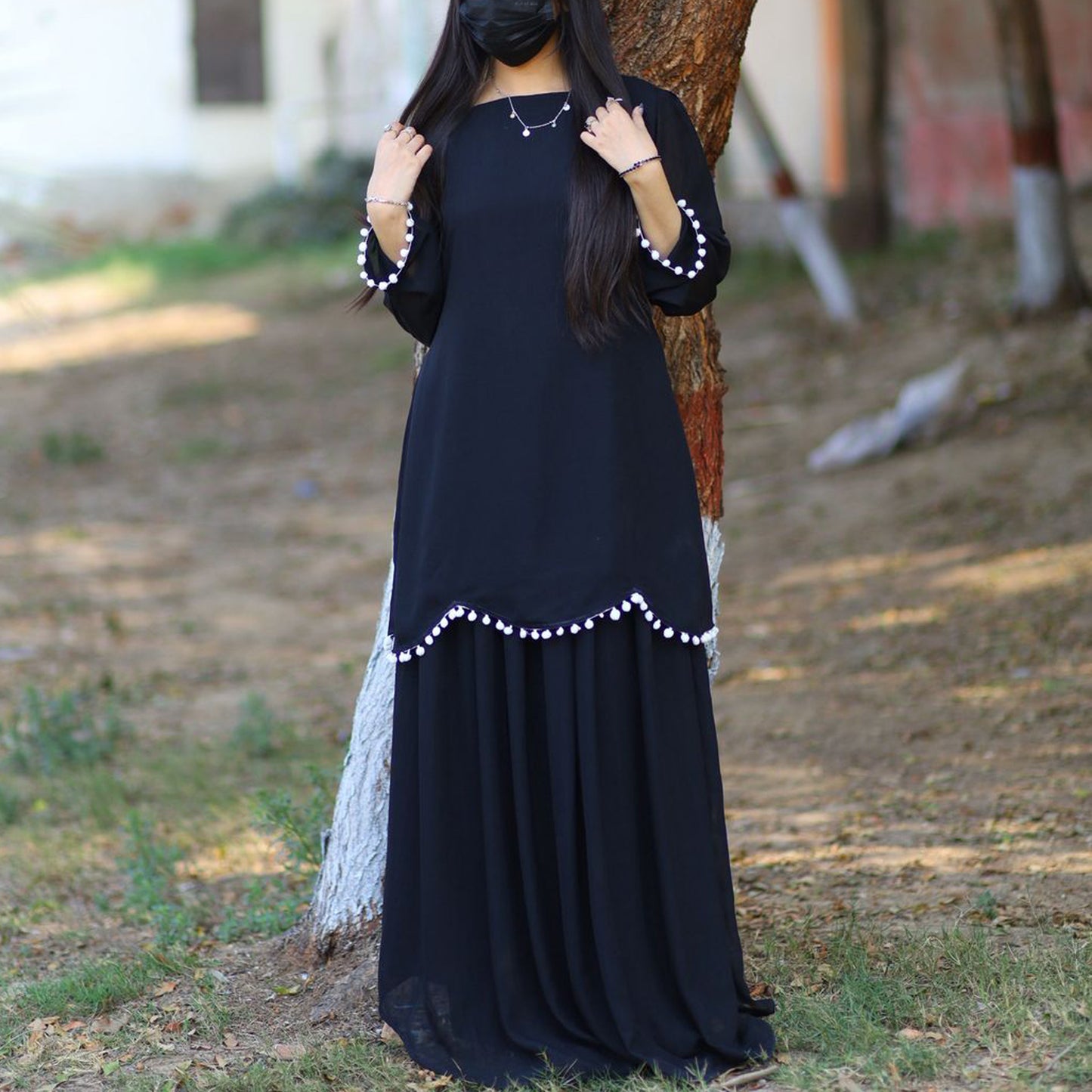 Noir Pearl Sharara Set