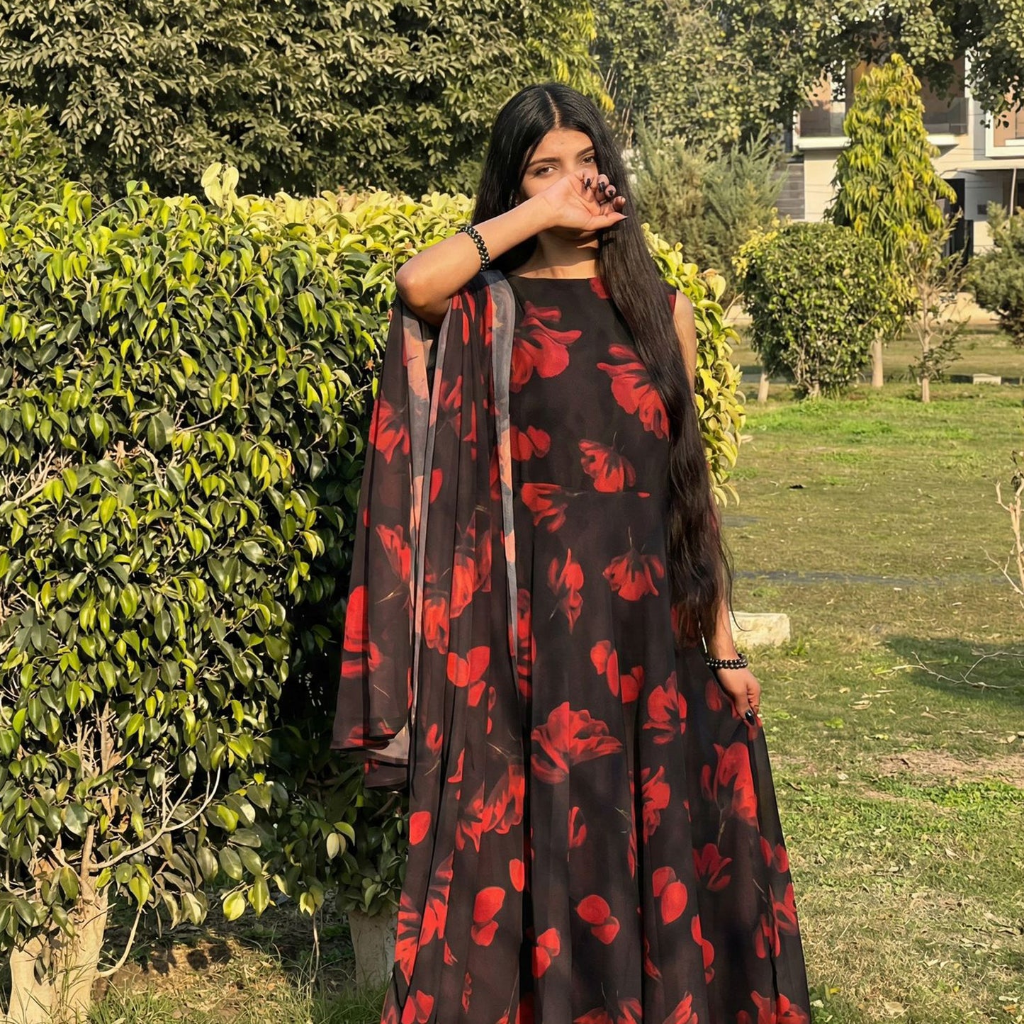 Midnight Rose Flow Maxi Dress