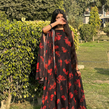 Midnight Rose Flow Maxi Dress